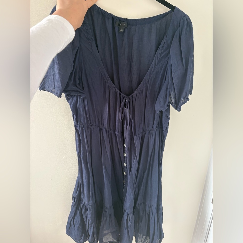 J.Crew Cotton Voile Tiered Button Down Beach Dress